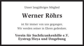 Traueranzeigen von Werner Röhrs trauer kreiszeitung de