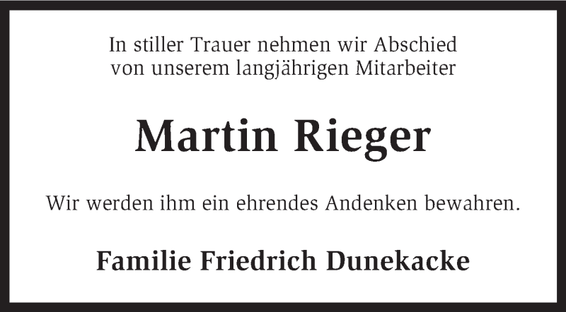 Traueranzeigen Von Martin Rieger Trauer Kreiszeitung De