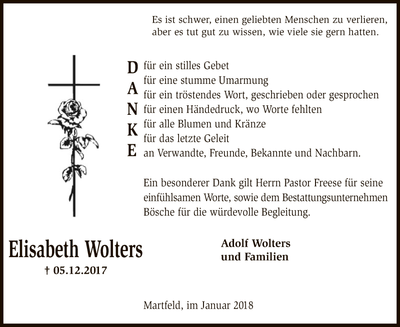 Traueranzeigen Von Elisabeth Wolters Trauer Kreiszeitung De