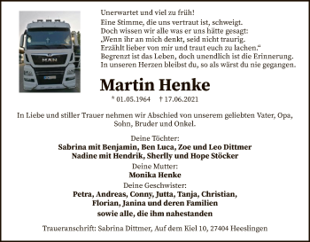 Traueranzeigen Von Martin Henke Trauer Kreiszeitung De