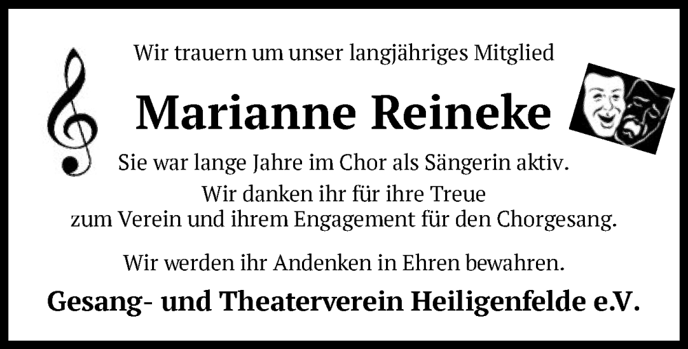 Traueranzeigen Von Marianne Reineke Trauer Kreiszeitung De