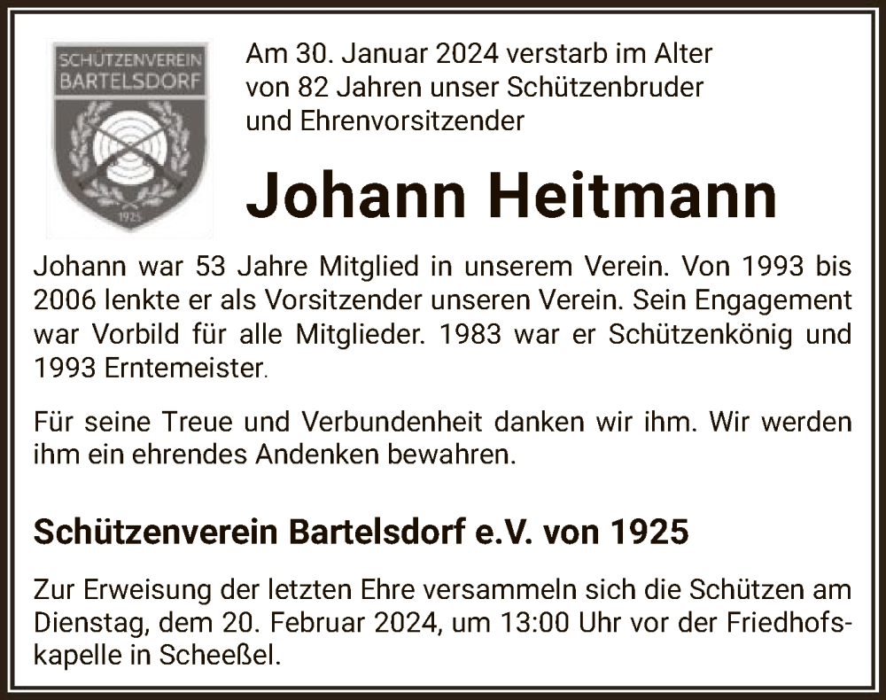 Traueranzeigen Von Johann Heitmann Trauer Kreiszeitung De