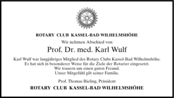 Traueranzeige von Karl Wulf von KREISZEITUNG SYKE