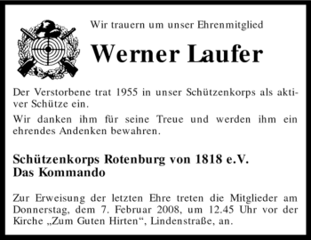 Traueranzeige von Werner Laufer von KREISZEITUNG SYKE