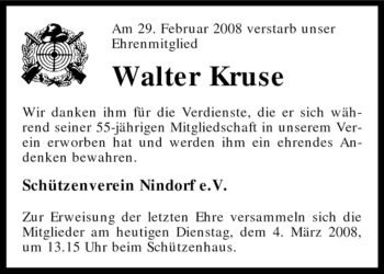 Traueranzeige von Walter Kruse von KREISZEITUNG SYKE