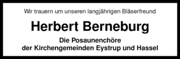 Traueranzeige von Herbert Berneburg von KREISZEITUNG SYKE