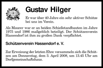 Traueranzeige von Gustav Hilger von KREISZEITUNG SYKE