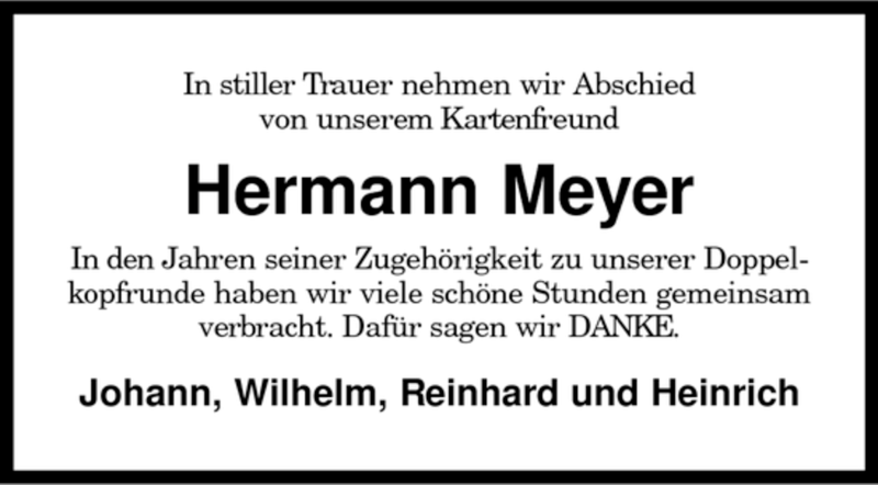  Traueranzeige für Hermann Meyer vom 29.04.2008 aus KREISZEITUNG SYKE