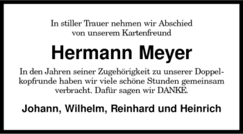 Traueranzeige von Hermann Meyer von KREISZEITUNG SYKE