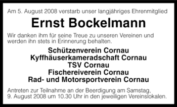 Traueranzeige von Ernst Bockelmann von KREISZEITUNG SYKE