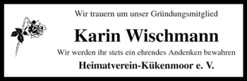 Traueranzeige von Karin Wischmann von KREISZEITUNG SYKE