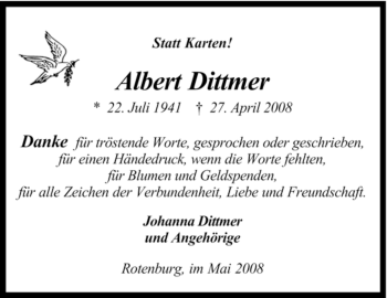 Traueranzeige von Albert Dittmer von KREISZEITUNG SYKE