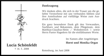 Traueranzeige von Lucia Schönfeldt von KREISZEITUNG SYKE