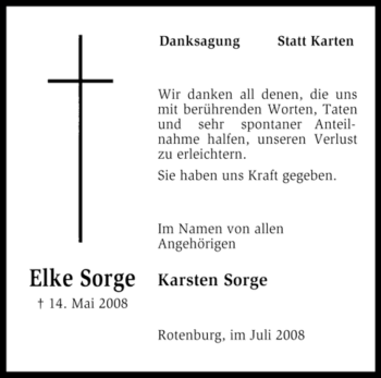 Traueranzeige von Elke Sorge von KREISZEITUNG SYKE