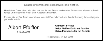 Traueranzeige von Albert Pfeiffer von KREISZEITUNG SYKE