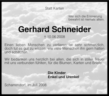 Traueranzeige von Gerhard Schneider von KREISZEITUNG SYKE