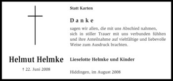 Traueranzeige von Helmut Helmke von KREISZEITUNG SYKE