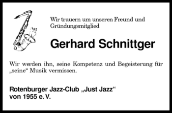 Traueranzeige von Gerhard Schnittger von KREISZEITUNG SYKE