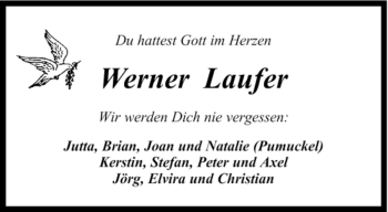 Traueranzeige von Werner Laufer von KREISZEITUNG SYKE