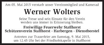 Traueranzeige von Werner Wolters von KRZ