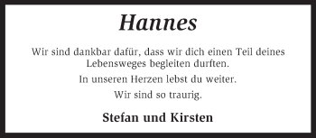 Traueranzeige von Hannes Jeschke von KRZ