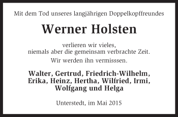 Traueranzeige von Werner Holsten von KRZ