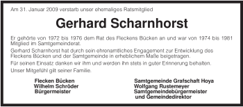 Traueranzeige von Gerhard Scharnhorst von KREISZEITUNG SYKE