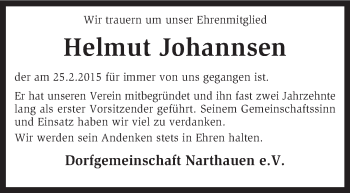 Traueranzeige von Helmut Johannsen von KRZ