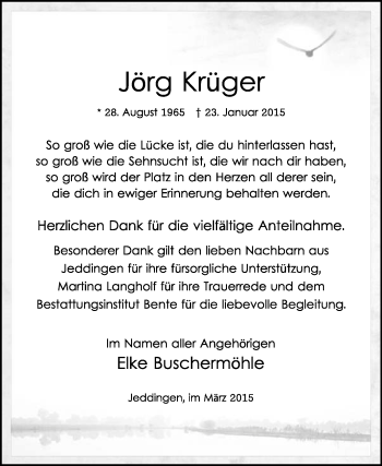 Traueranzeige von Jörg Krüger von KRZ