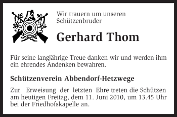 Traueranzeige von Gerhard Thom von KREISZEITUNG SYKE