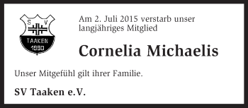 Traueranzeige von Cornelia Michaelis von KRZ