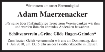 Traueranzeige von Adam Maerzenacker von KREISZEITUNG SYKE