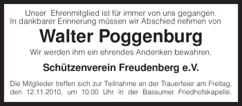 Traueranzeige von Walter Poggenburg von KREISZEITUNG SYKE