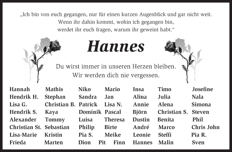  Traueranzeige für Hannes Jeschke vom 25.04.2015 aus KRZ