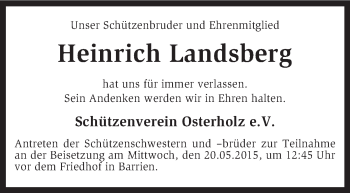 Traueranzeige von Heinrich Landsberg von KRZ