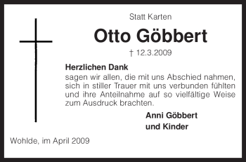 Traueranzeige von Otto Göbbert von KREISZEITUNG SYKE