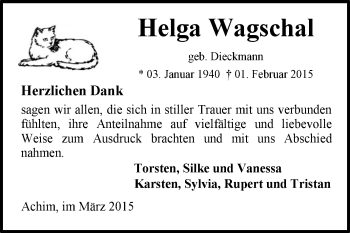 Traueranzeige von Helga Wagschal von KRZ