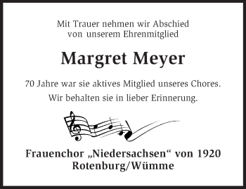 Traueranzeige von Margret Meyer von KRZ