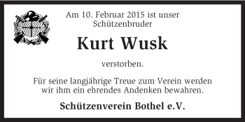 Traueranzeige von Kurt Wusk von KRZ