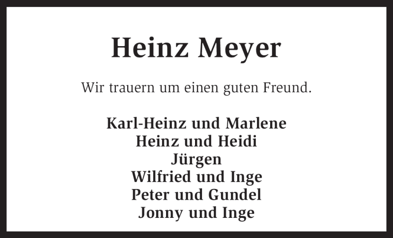  Traueranzeige für Heinz Meyer vom 02.04.2011 aus KREISZEITUNG SYKE