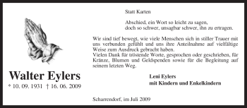 Traueranzeige von Walter Eylers von KREISZEITUNG SYKE