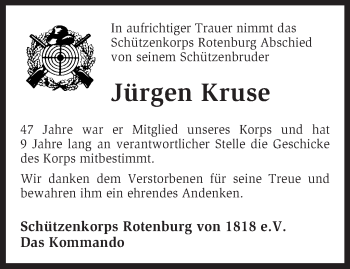 Traueranzeige von Jürgen Kruse von KRZ