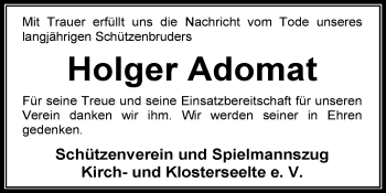 Traueranzeige von Holger Adomat von KRZ