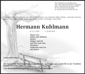 Traueranzeige von Hermann Kuhlmann von KRZ