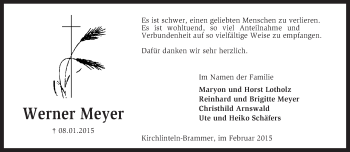 Traueranzeige von Werner Meyer von KRZ