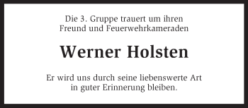 Traueranzeige von Werner Holsten von KRZ