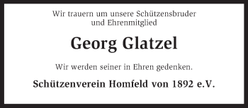 Traueranzeige von Georg Glatzel von KRZ