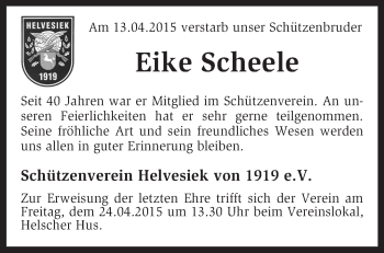 Traueranzeige von Eike Scheele von KRZ