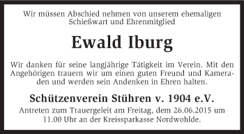 Traueranzeige von Ewald Iburg von KRZ