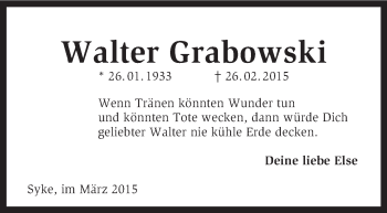 Traueranzeige von Walter Grabowski von KRZ